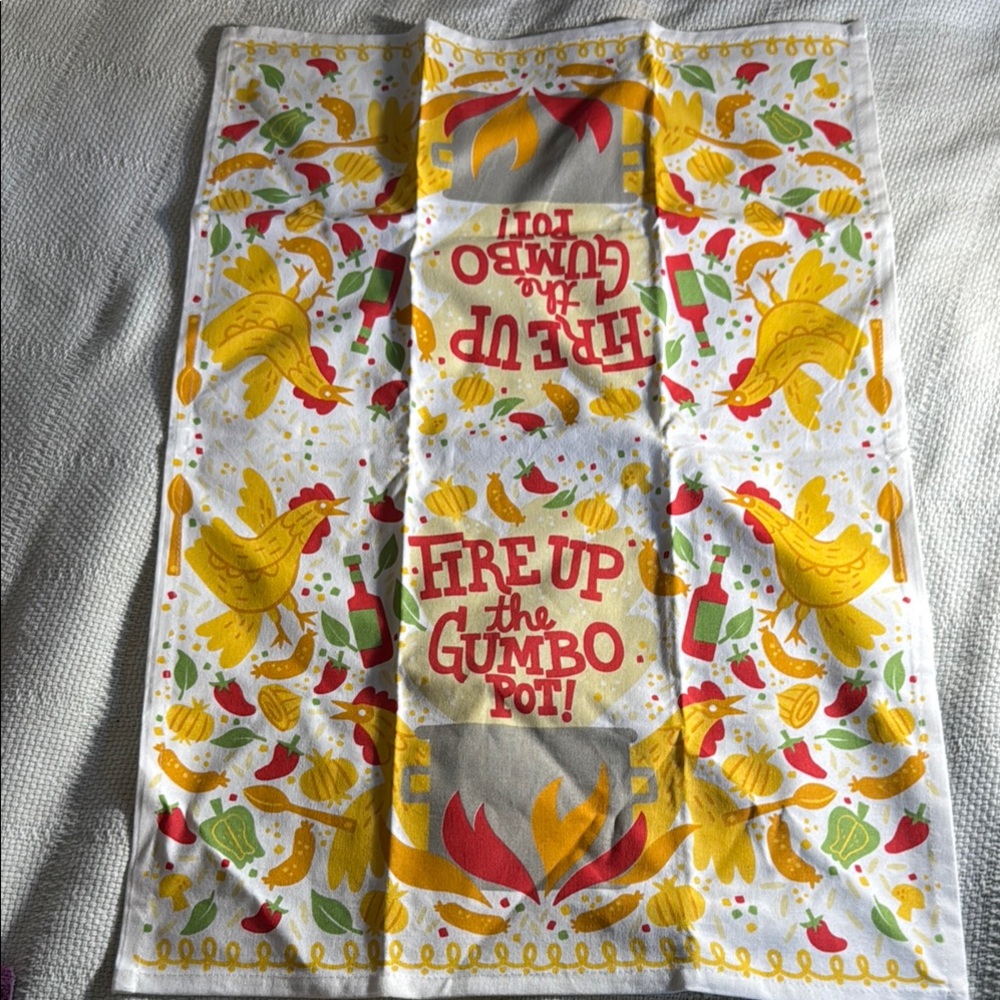Colorful Kitchen Towel with Gumbo Design